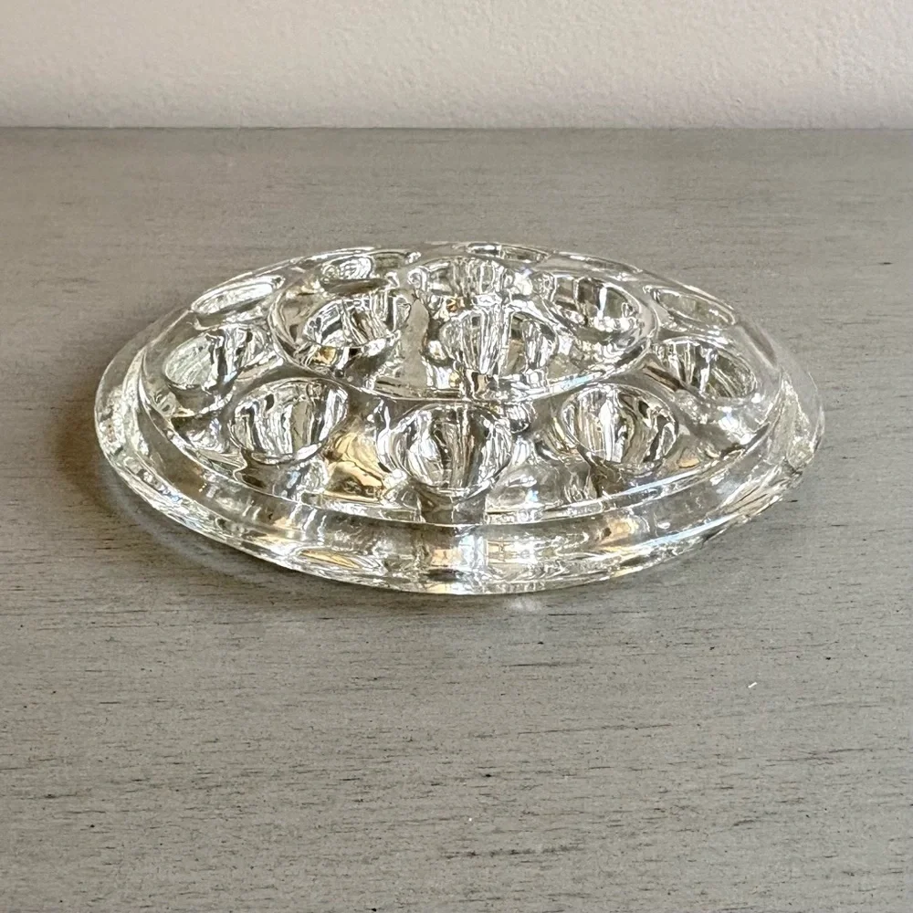 VTG Flower Frog Clear Glass Plant Holder 16 Holes 4.5